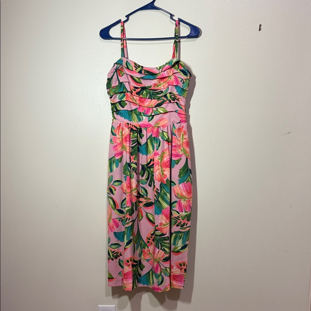 Kensie Pink and Green Floral Dress